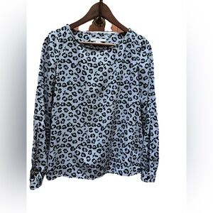 Cooper & Ella Black and Green Leopard Print Blouse